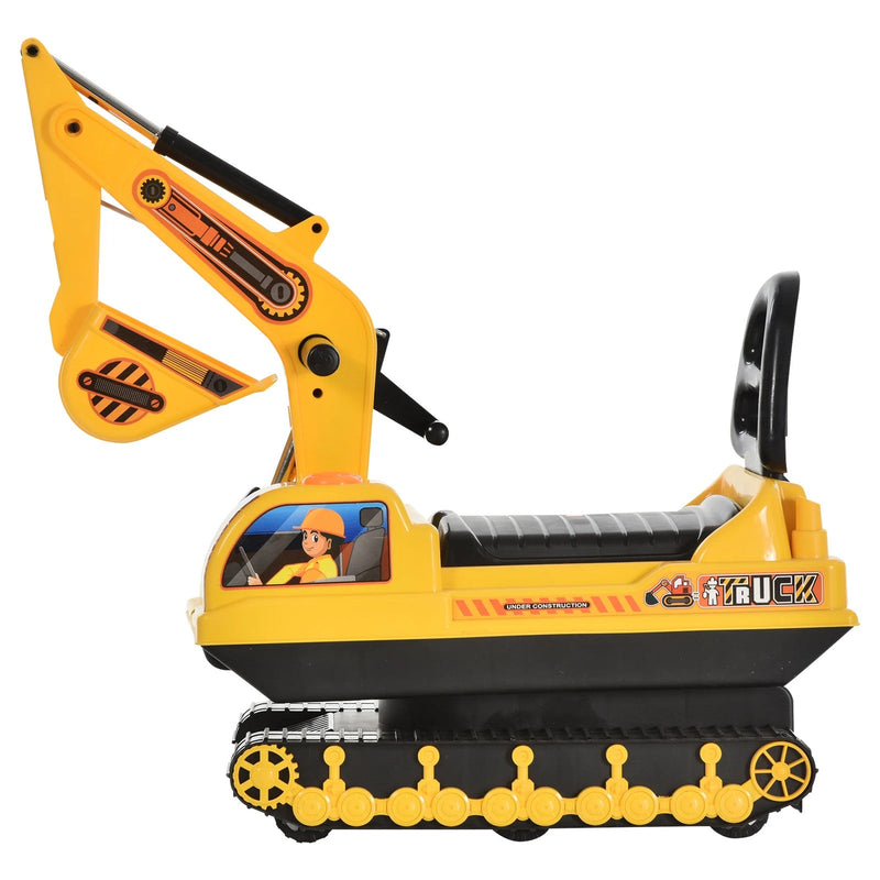 Movable Ride-On Excavator Toy Tractor Digger Scooter Walker for Toddler Pretend Play