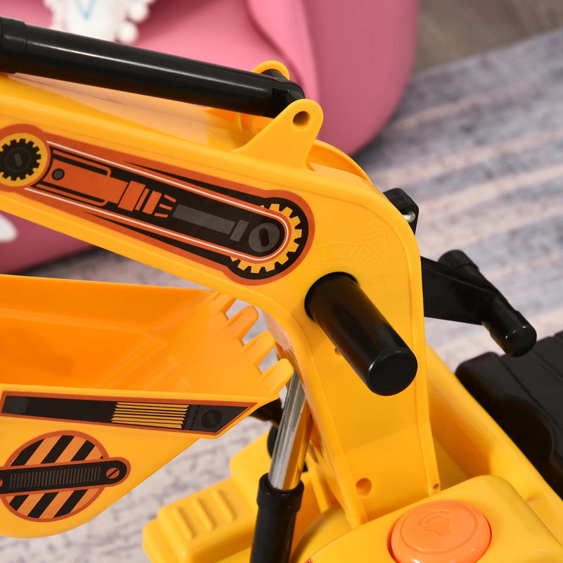 Movable Ride-On Excavator Toy Tractor Digger Scooter Walker for Toddler Pretend Play