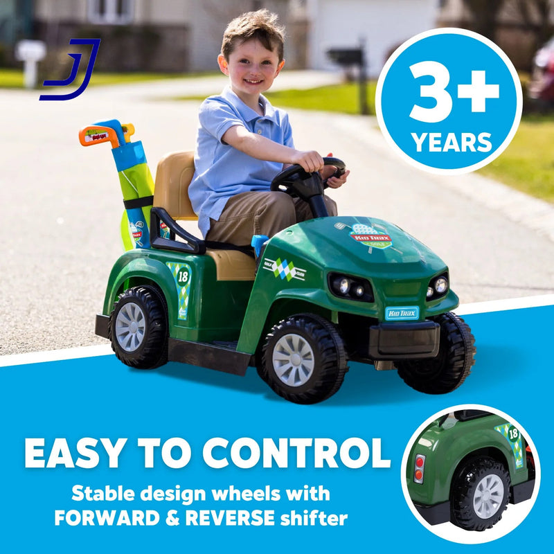 6V Electric Ride-On Golf Cart for Toddlers with Golf Clubs and Balls, Ages 3 and Up