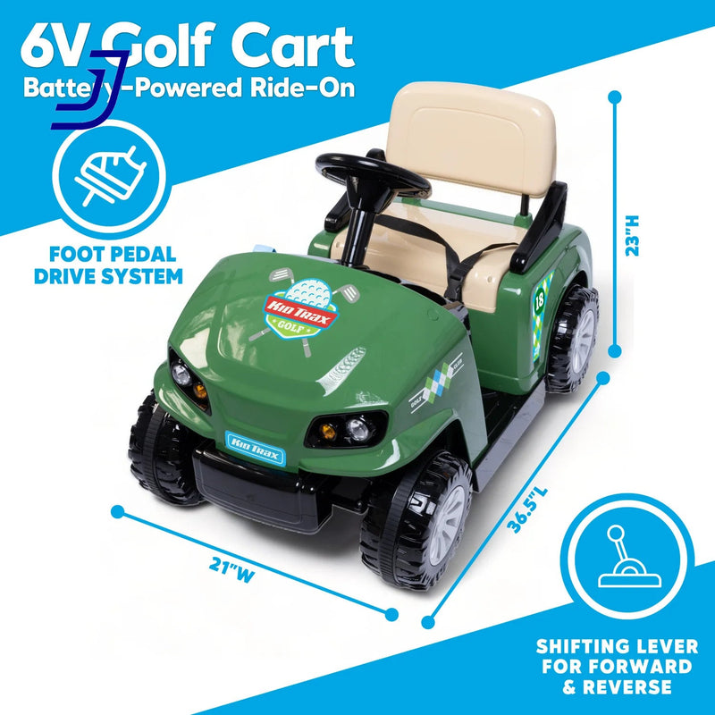 6V Electric Ride-On Golf Cart for Toddlers with Golf Clubs and Balls, Ages 3 and Up