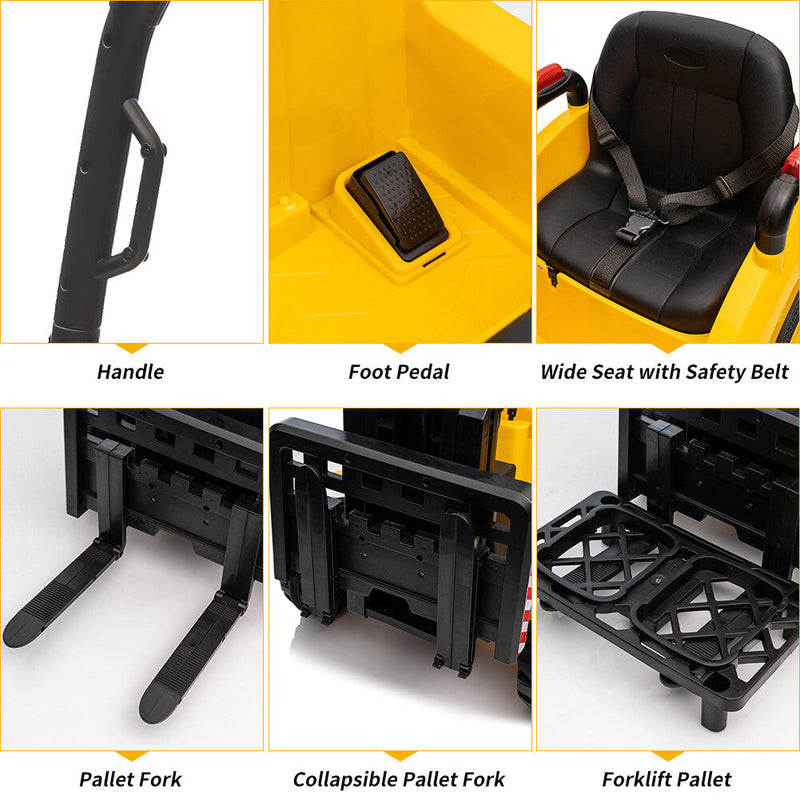 12V Ride-On Forklift Car with Liftable Fork and Pallet Tent