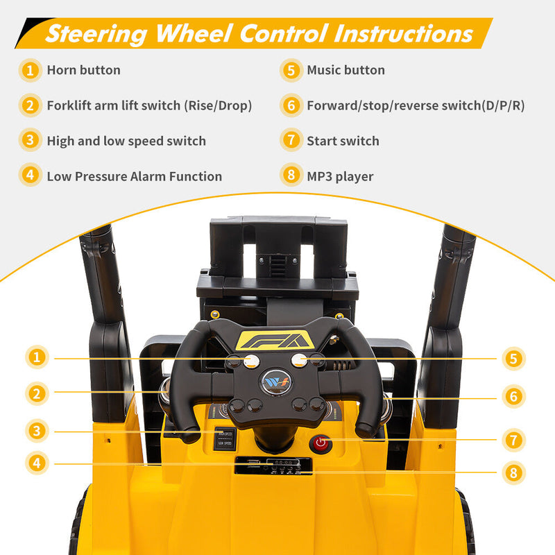 12V Ride-On Forklift Car with Liftable Fork and Pallet Tent