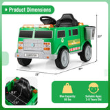 Ride-On Garbage Truck with Remote Control, Trash Bin, Shovel, Lights, and Sound Effects