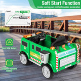 Ride-On Garbage Truck with Remote Control, Trash Bin, Shovel, Lights, and Sound Effects