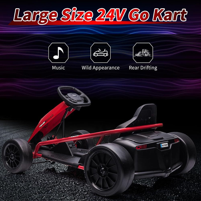 24V Electric Ride-On Go-Kart for Kids High-Speed Drifting Car Toy