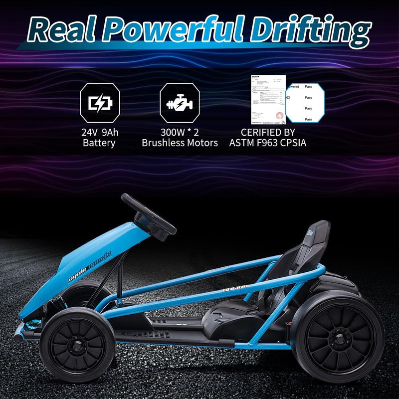 24V Electric Ride-On Go-Kart for Kids High-Speed Drifting Car Toy