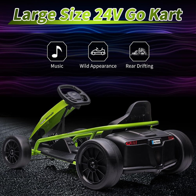 24V Electric Ride-On Go-Kart for Kids High-Speed Drifting Car Toy