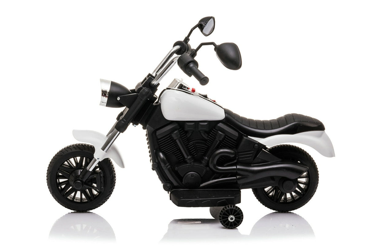 Kids Ride-On Harley Chopper Style Bike with Safety Training Wheels and 6V Battery