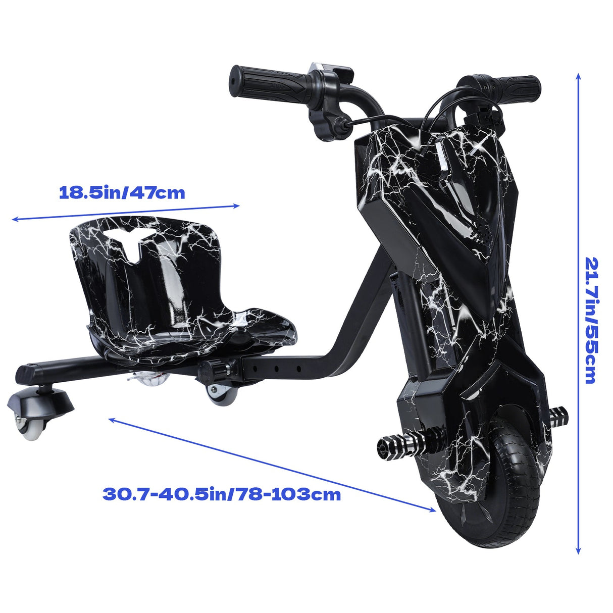 Kids Ride-On Drift Tricycle with Large Wheels for Ages 8 and Up