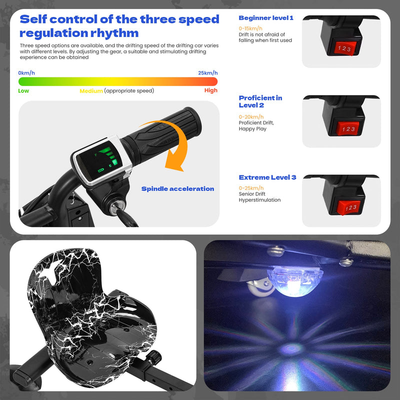 Kids Ride-On Drift Tricycle with Large Wheels for Ages 8 and Up