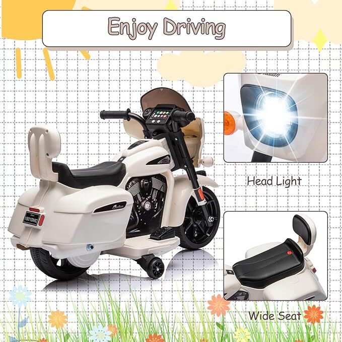 6V Electric Ride-On Dirt Bike for Kids with Licensed Design and Built-In Music