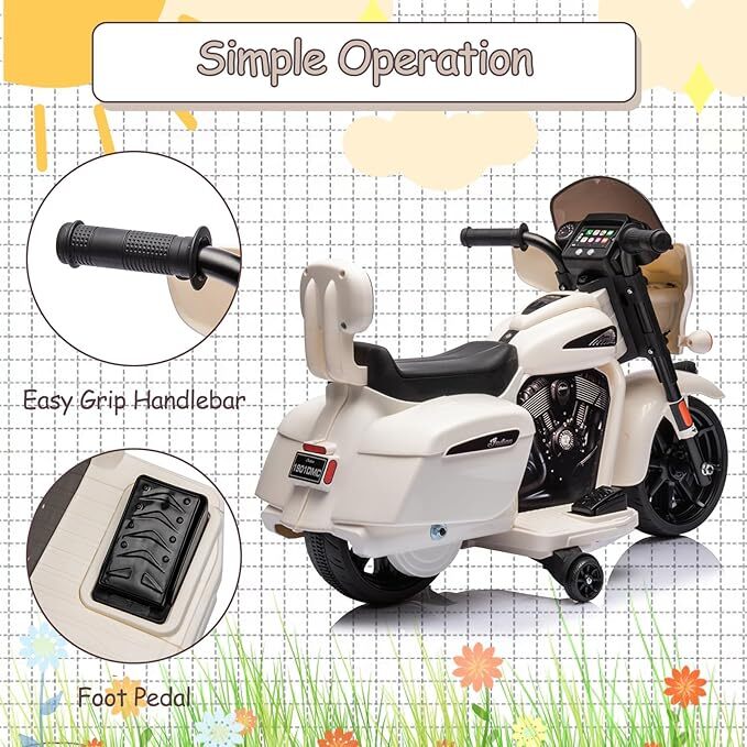 6V Electric Kids Dirt Bike with Music and Headlight Ride-On Motorcycle