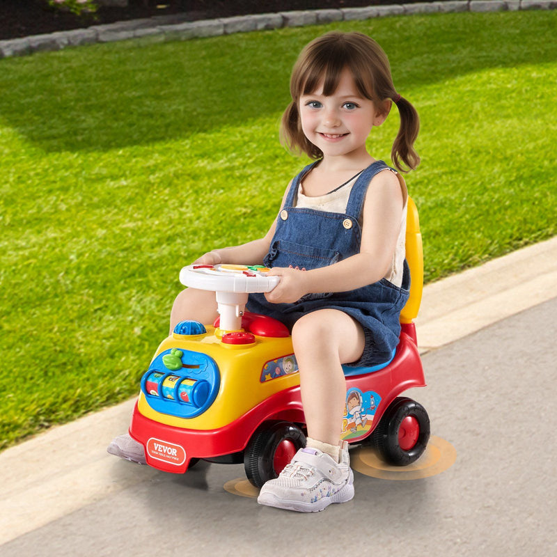 Toddler Ride-On Push Car with Music and Steering Wheel for Ages 1-3