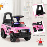 Toddler Ride-On Push Police Car Foot-to-Floor Sliding Toy with Siren