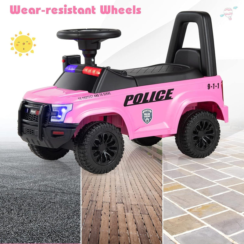 Toddler Ride-On Push Police Car Foot-to-Floor Sliding Toy with Siren