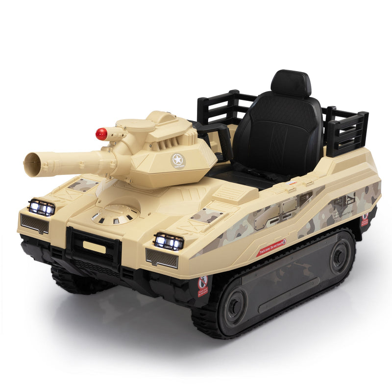 24V Ride-On Thunder Tank Car with Fighting Cannon and Rotating Turret