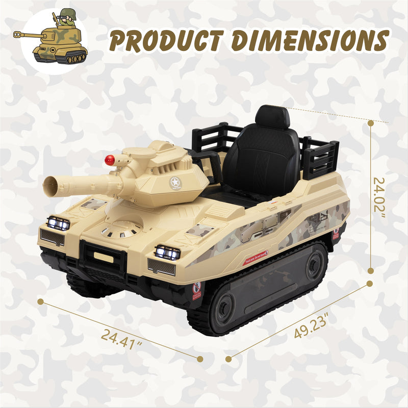 24V Ride-On Thunder Tank Car with Fighting Cannon and Rotating Turret