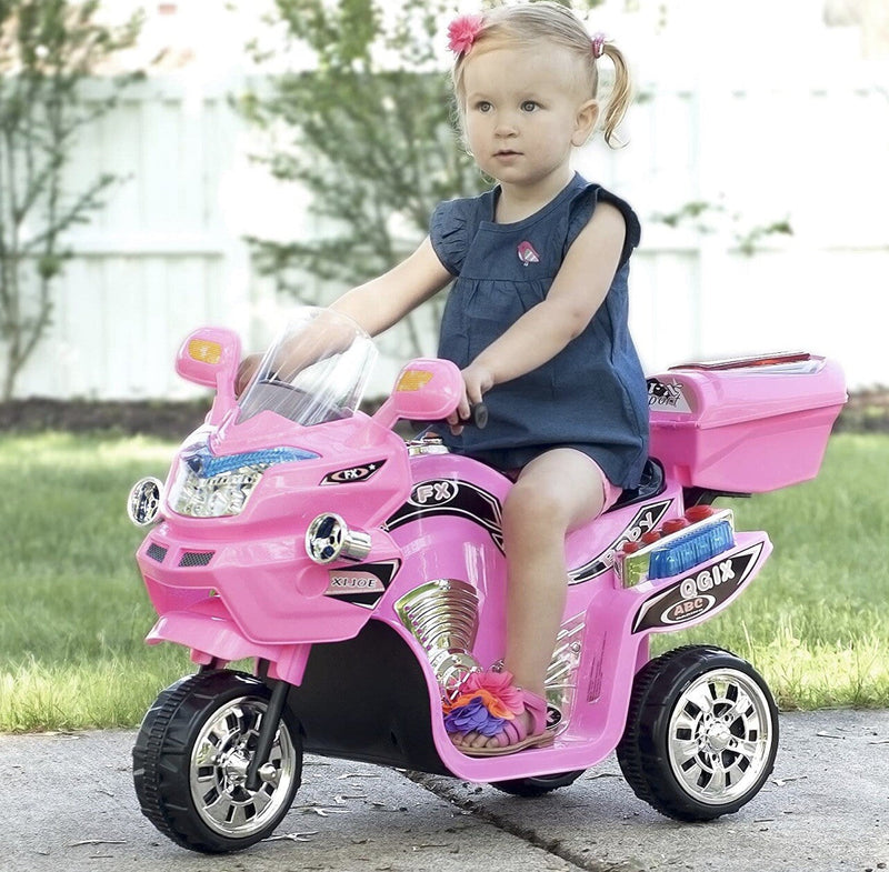 3-Wheel Ride-On Motorcycle Trike for Kids in Pink