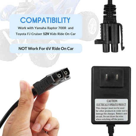 Ride On Toy Battery Charger for Yamaha Raptor 700R and Toyota FJ Cruiser - 12V