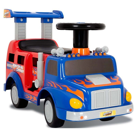 Interactive Monster Truck Ride-On Toy Carrier for Kids Ages 1-3, Supports up to 44 lbs, Unisex