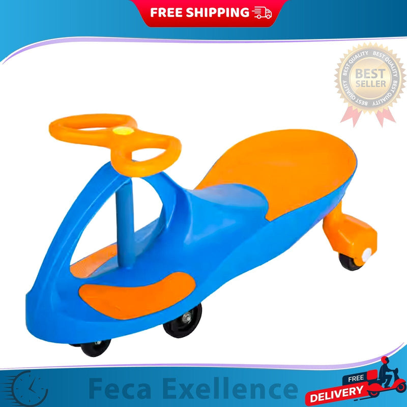 Blue and Orange Wiggle Ride-On Toy Car for Kids