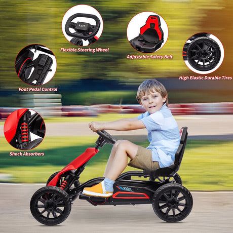 Electric 12V Drift Ride-On Kart with Adjustable Seat, 2 Speeds, and Shock Absorbers