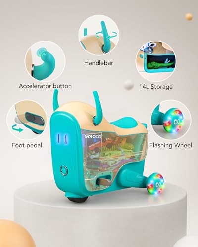 2-in-1 Electric Ride-On Car with Storage for Kids Ages 4-8, Blue