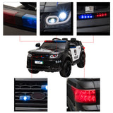 12V Electric Battery-Powered Police SUV Ride-On Toy with Remote Control, Black