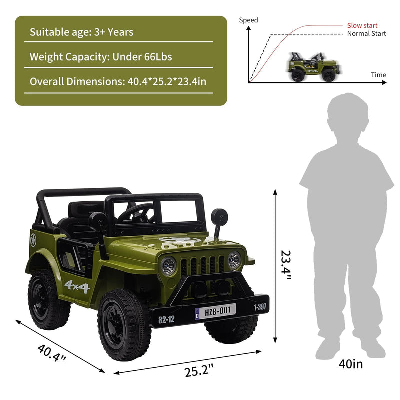 12V Electric Ride-On Truck with Remote Control, LED Lights, and Music
