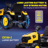 24V Electric Ride-On Tractor with Excavator, Trailer, and Digger Attachments
