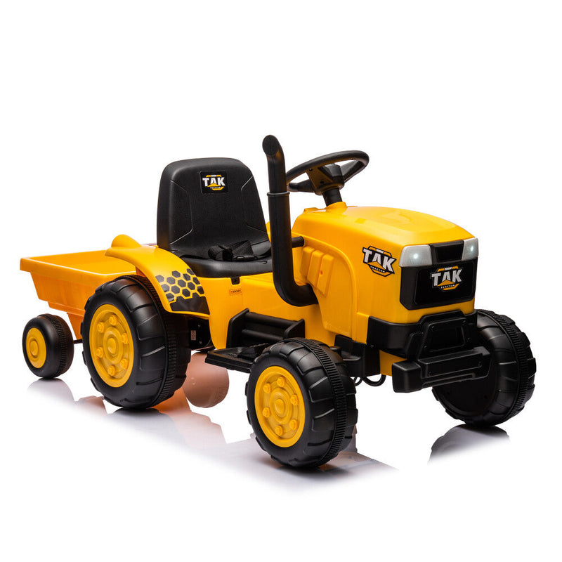 Electric Battery-Powered Ride-On Tractor and Excavator with Trailer for Kids Age 5 and Up