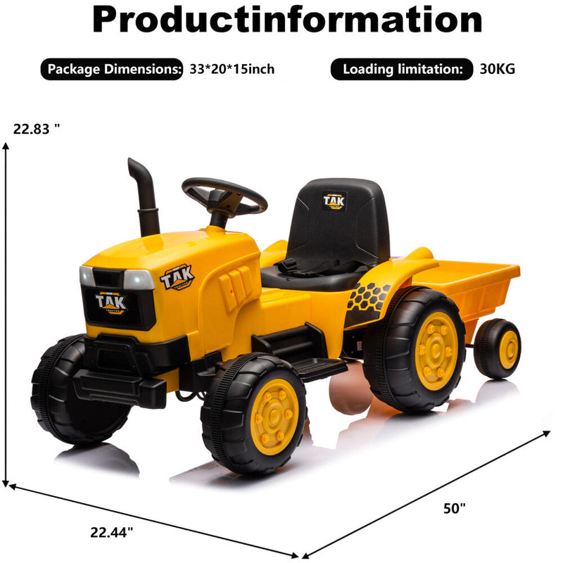 Electric Battery-Powered Ride-On Tractor and Excavator with Trailer for Kids Age 5 and Up
