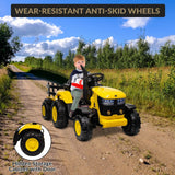 12V Electric Ride-On Tractor with Trailer for Kids, Battery Powered Vehicle