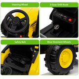 12V Electric Ride-On Tractor with Trailer for Kids, Battery Powered Vehicle