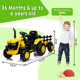 12V Electric Ride-On Tractor with Trailer for Kids, Battery Powered Vehicle