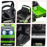 12V Battery-Powered Ride-On Tractor with Trailer and Remote Control Electric Car