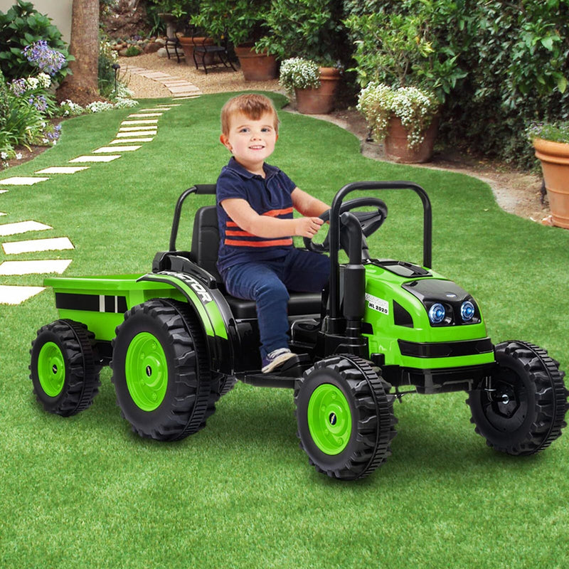12V Battery-Powered Ride-On Tractor with Trailer and Remote Control Electric Car
