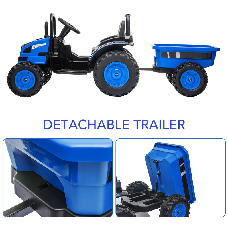 12V Battery-Powered Ride-On Tractor with Trailer and Remote Control Electric Car