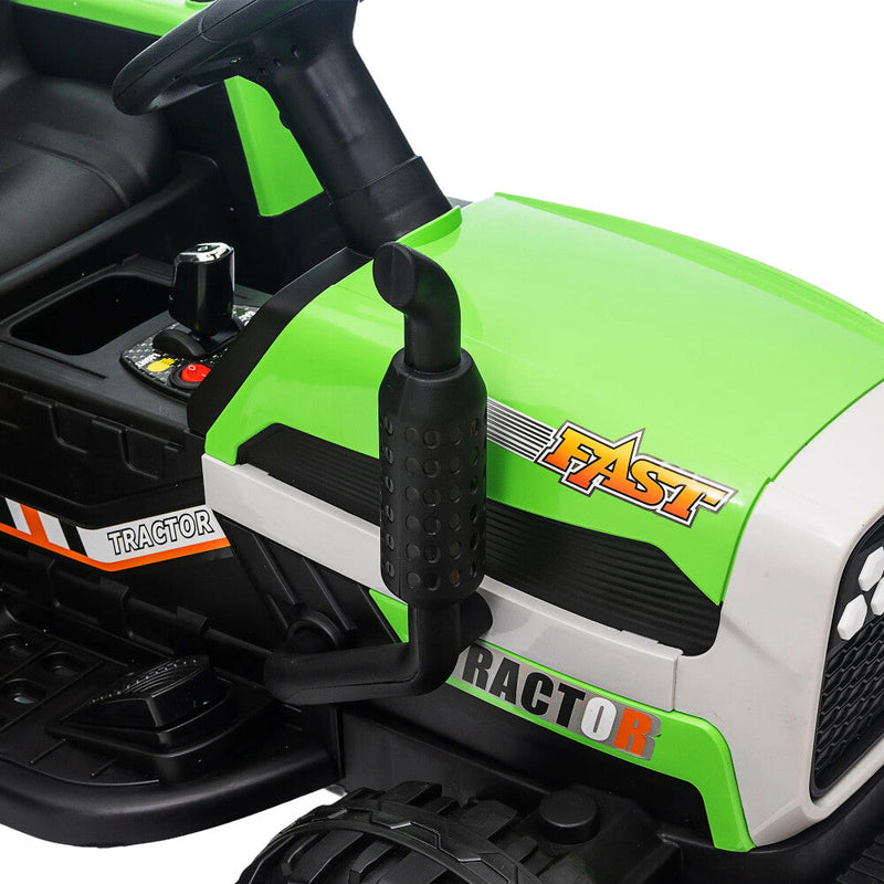 12V Battery-Powered Ride-On Electric Tractor Toy with Trailer and Remote Control
