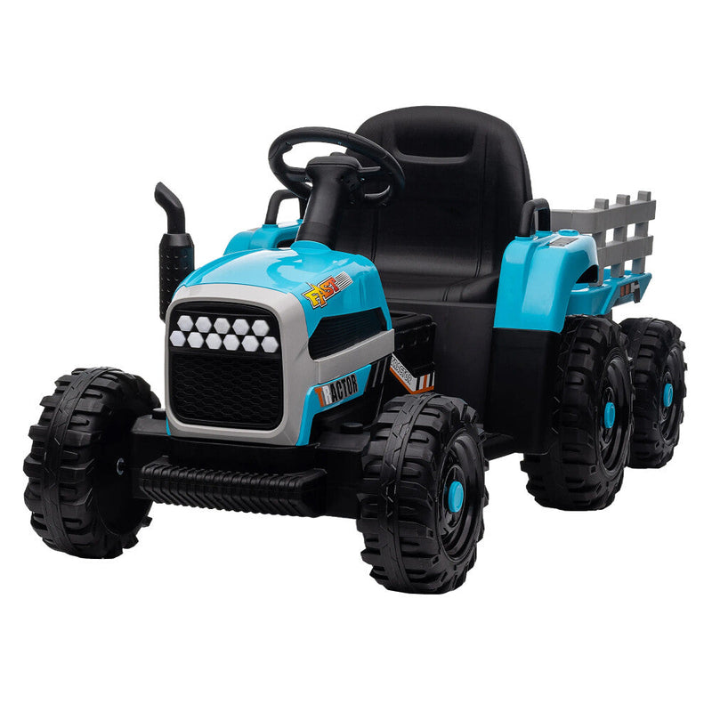 12V Battery-Powered Ride-On Electric Tractor Toy with Trailer and Remote Control
