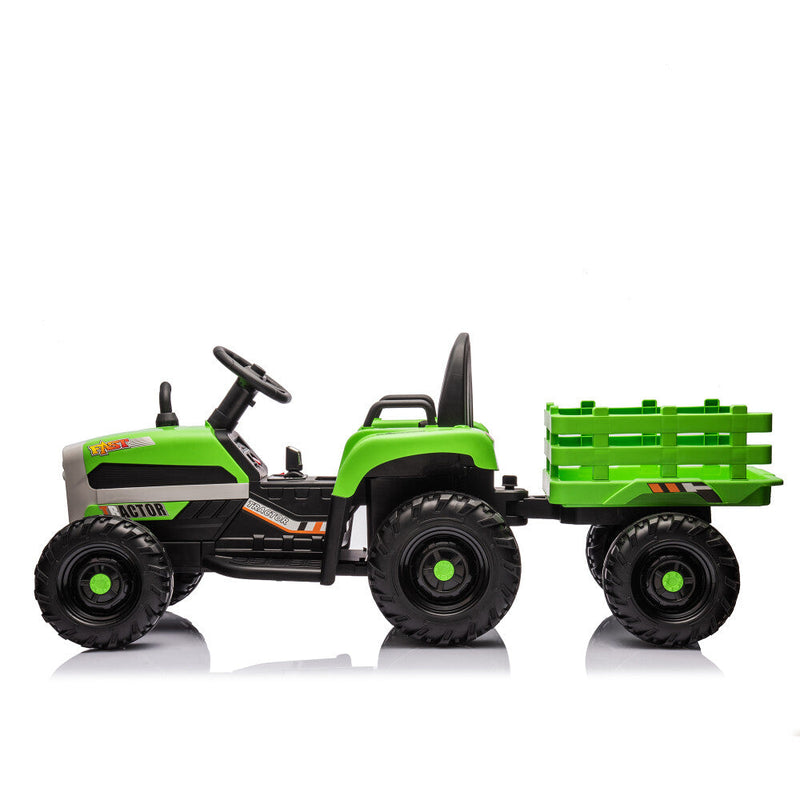 24V Battery-Powered Electric Ride-On Tractor with Trailer Toy