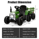 Ride-On Tractor with Trailer and Remote Control for Kids 3+ Years with Lights