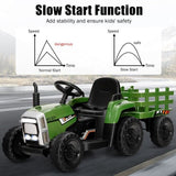 Ride-On Tractor with Trailer and Remote Control for Kids 3+ Years with Lights