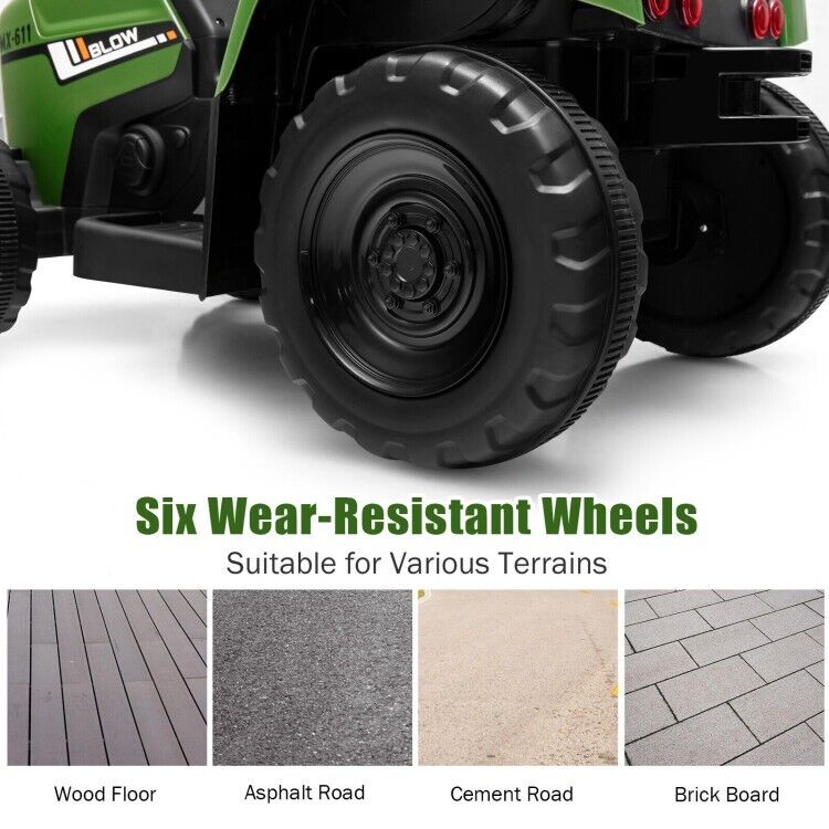 Ride-On Tractor with Trailer and Remote Control for Kids 3+ Years with Lights