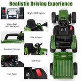 Ride-On Tractor with Trailer and Remote Control for Kids 3+ Years with Lights