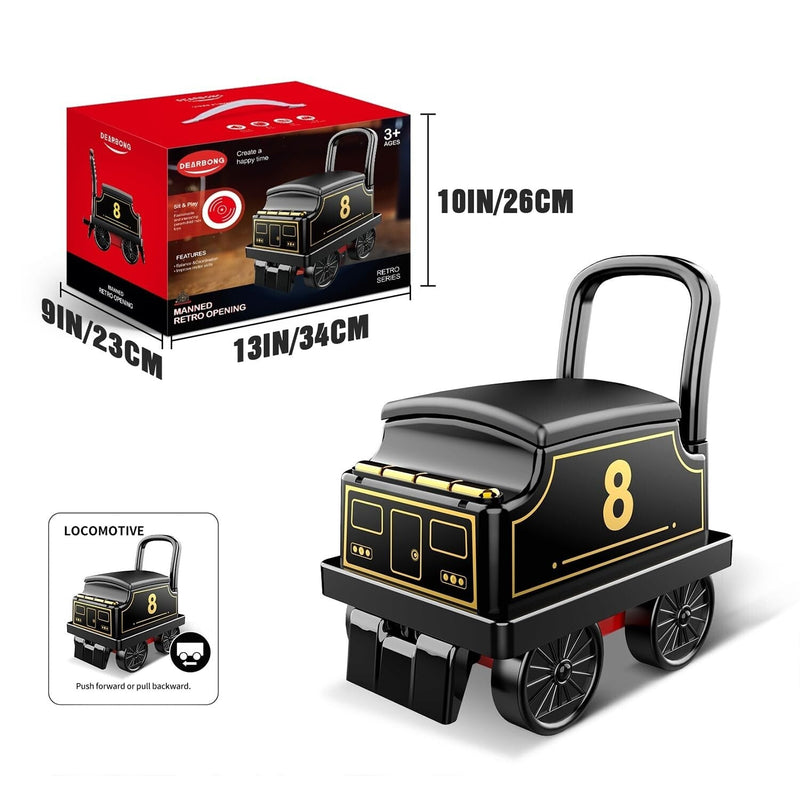 Electric Ride-On Train Set with Track, 2-Seater, Cargo Car, and Music Features