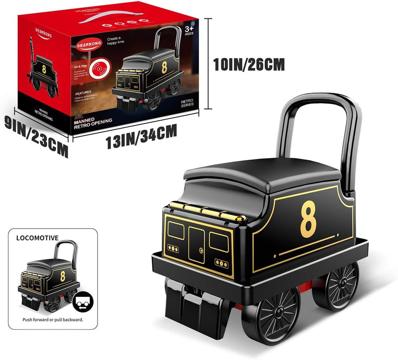 Electric Ride-On Train Set with Track, 2-Seater, Cargo Car, Music and Lights
