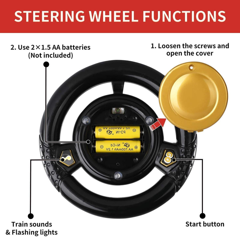 Electric Ride-On Train Set with Track, 2-Seater, Cargo Car, Music, and Lights