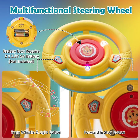 Electric 6V Ride-On Train Toy with 16-Piece Track Set for Kids