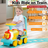 Electric 6V Ride-On Train Toy with 16-Piece Track Set for Kids